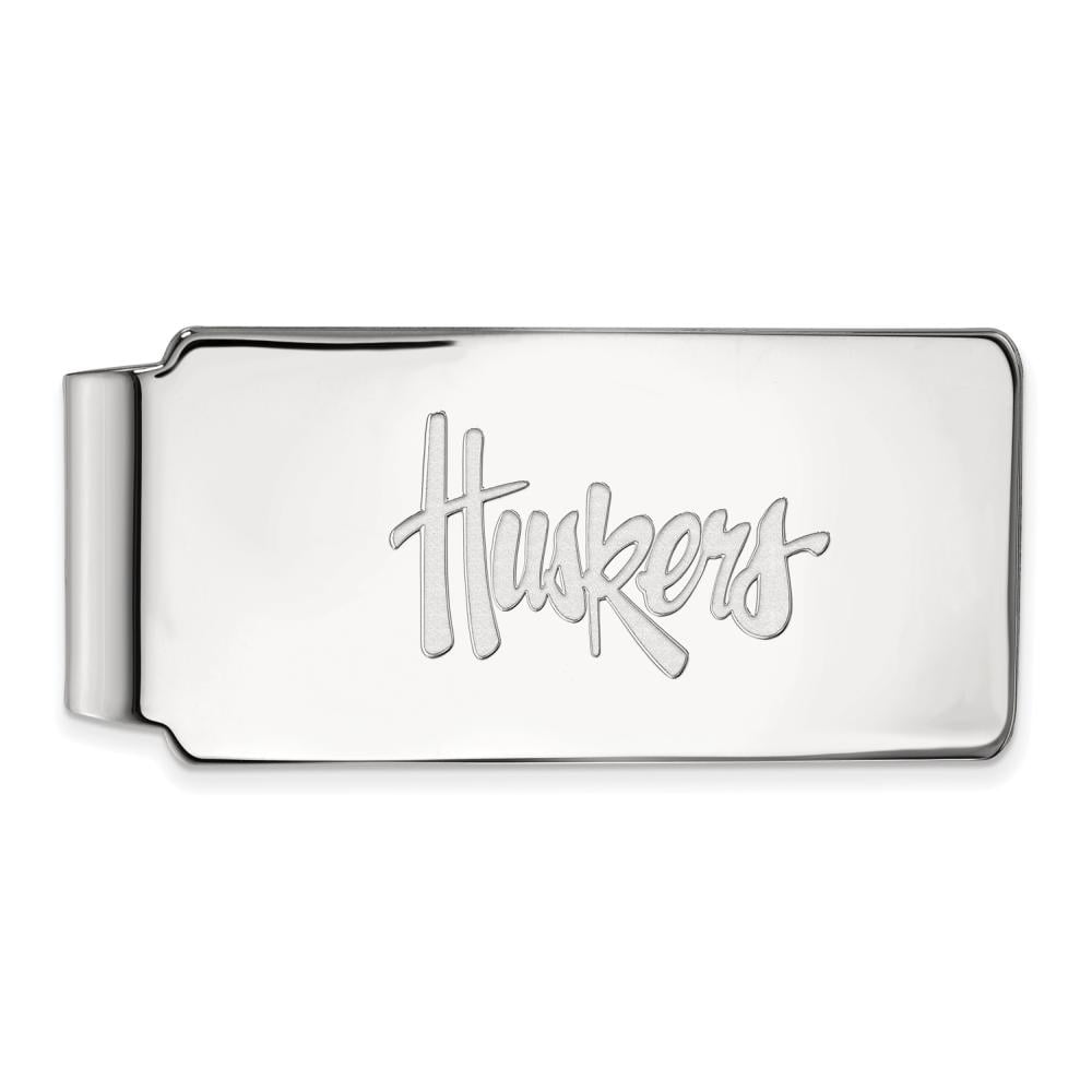 Sterling Silver Rhodium-plated LogoArt University of Nebraska Huskers Money Clip Q-SS012UNE
