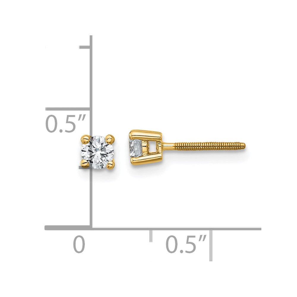14k Yellow Gold 1/3 ctw Certified Lab Grown Diamond VS+ F+ Round 4 Prong Heavy Wt. Screwback Stud Earrings