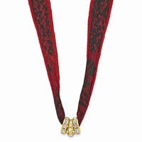 Belle Amore Silk Wrap W / Brass & Crystal Spacers Bracelet