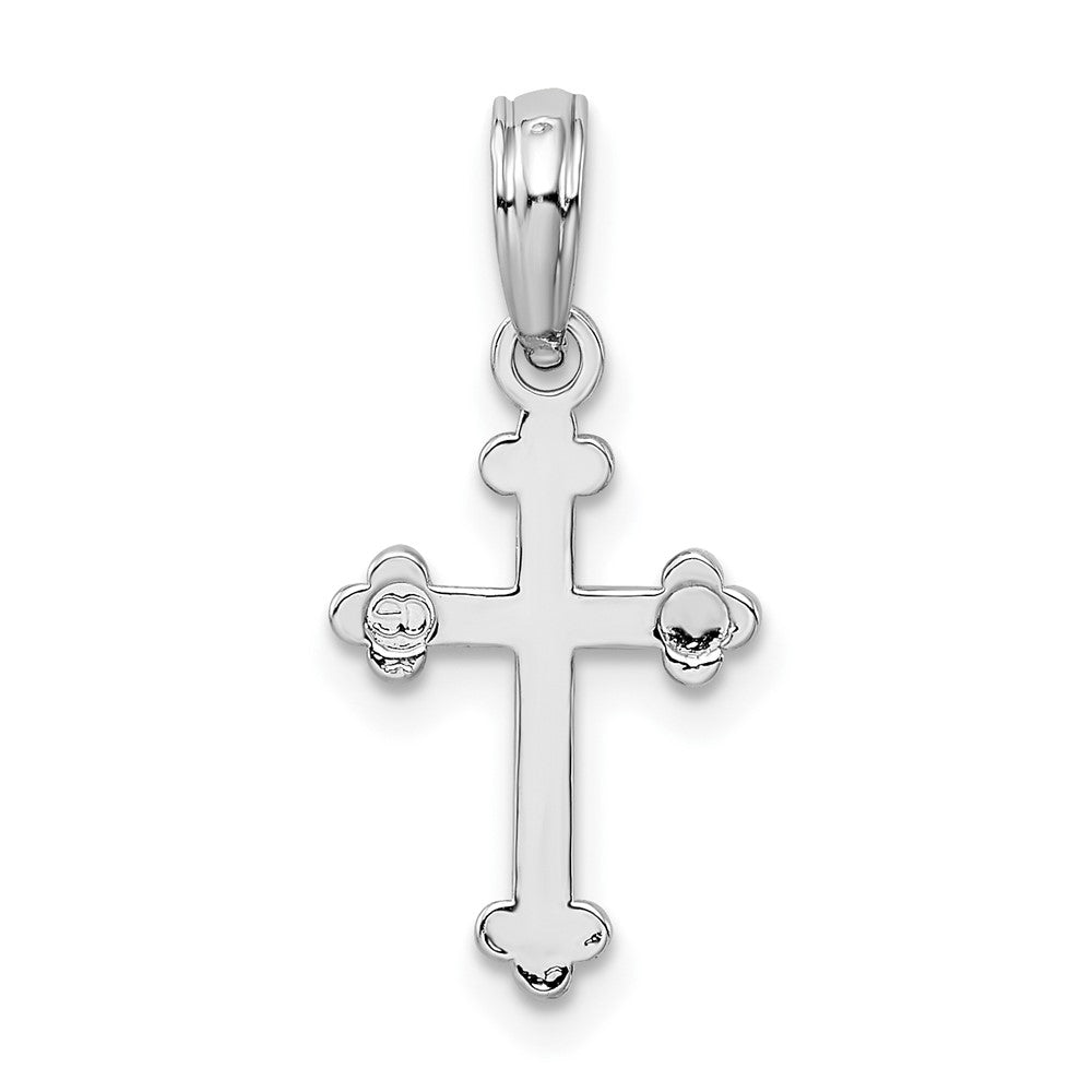 De-Ani Sterling Silver Rhodium-Plated Polished Budded Cross Small Pendant