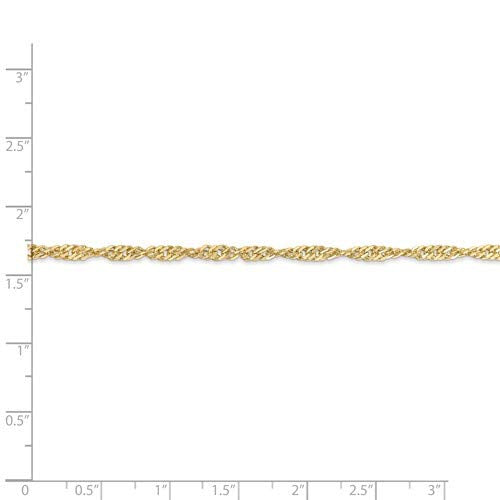 14K 10 inch 2.75mm Lightweight Singapore with Lobster Clasp Anklet