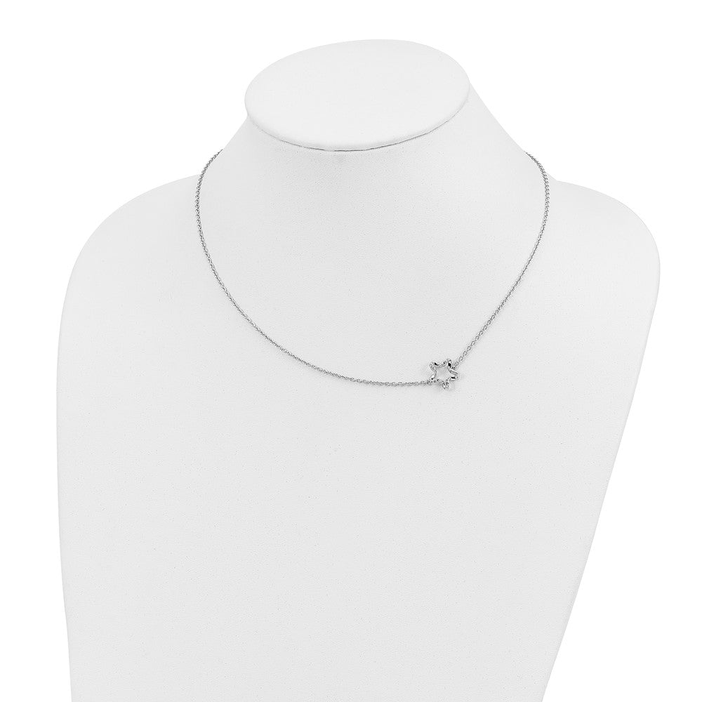 Sterling Silver Polished Diamond Twisted Star Necklace