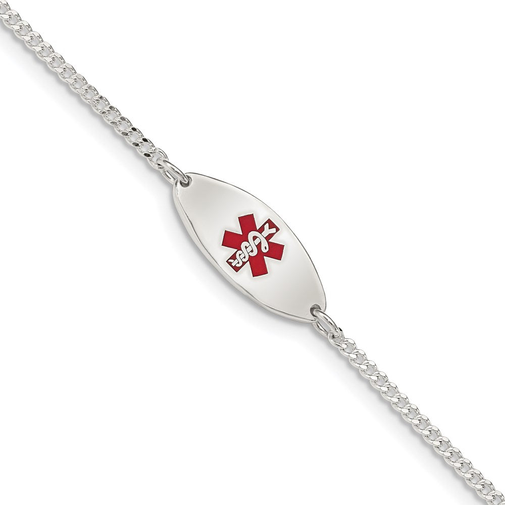 Sterling Silver Rhodium-plated Enamel Medical Jewelry Bracelet 7 inches