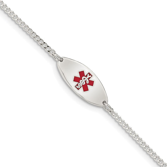 Sterling Silver Rhodium-plated Enamel Medical Jewelry Bracelet 7 inches