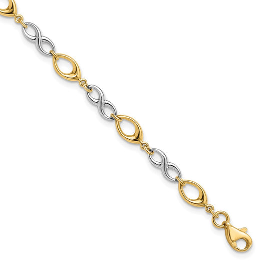 14K Two-tone Polished Bracelet 7.5  inches