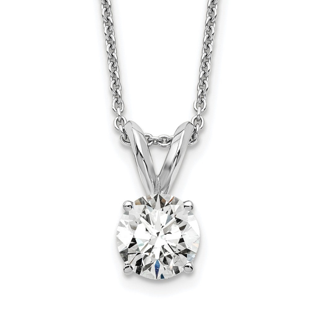 14k White Gold 1/2 carat Lab Grown Diamond VS+ F+ Round Complete Four Prong 18 inch Solitaire Pendant Necklace