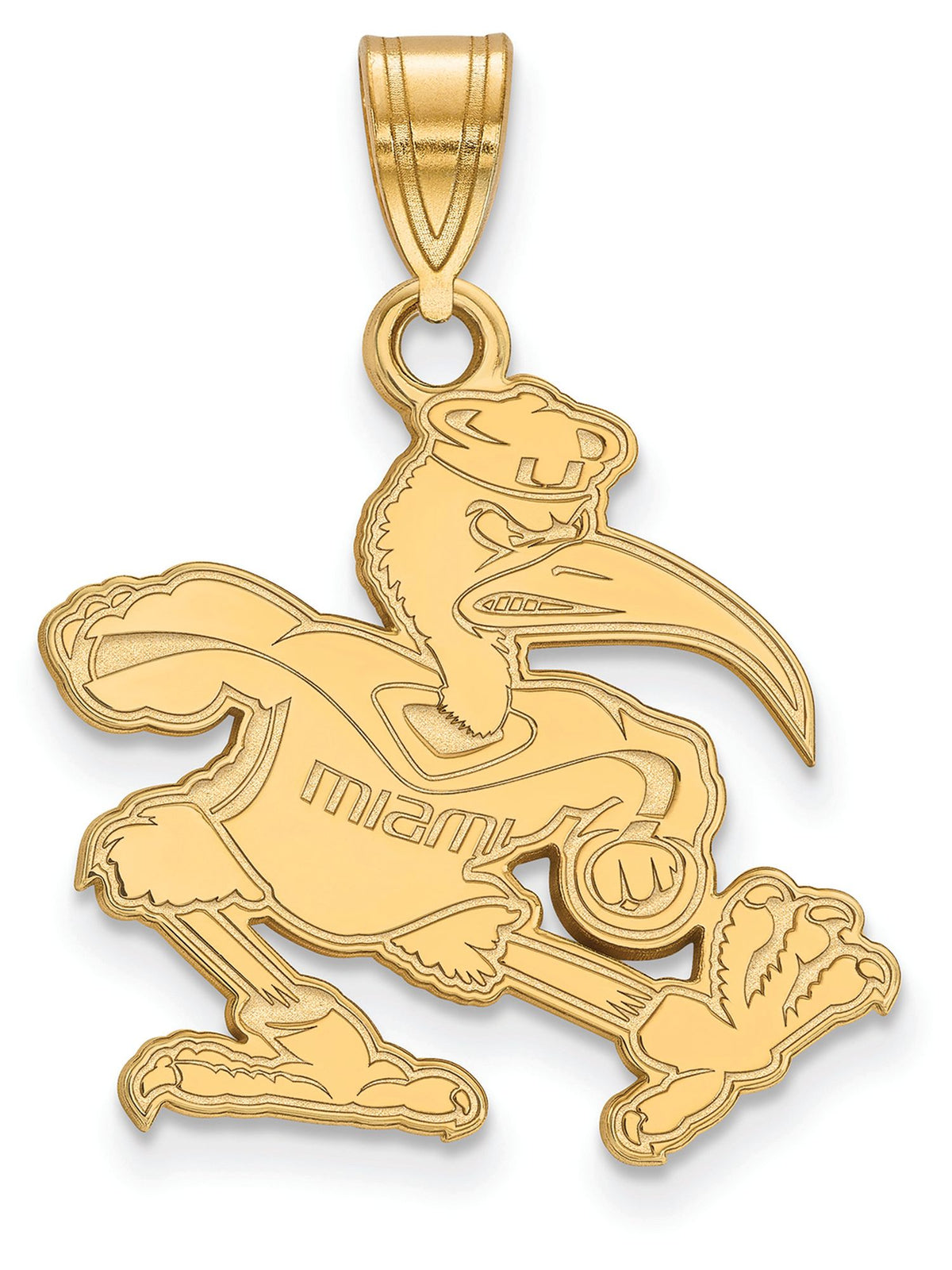Sterling Silver Gold-plated LogoArt University of Miami Florida Sebastian Large Pendant #Q-GP046UMF