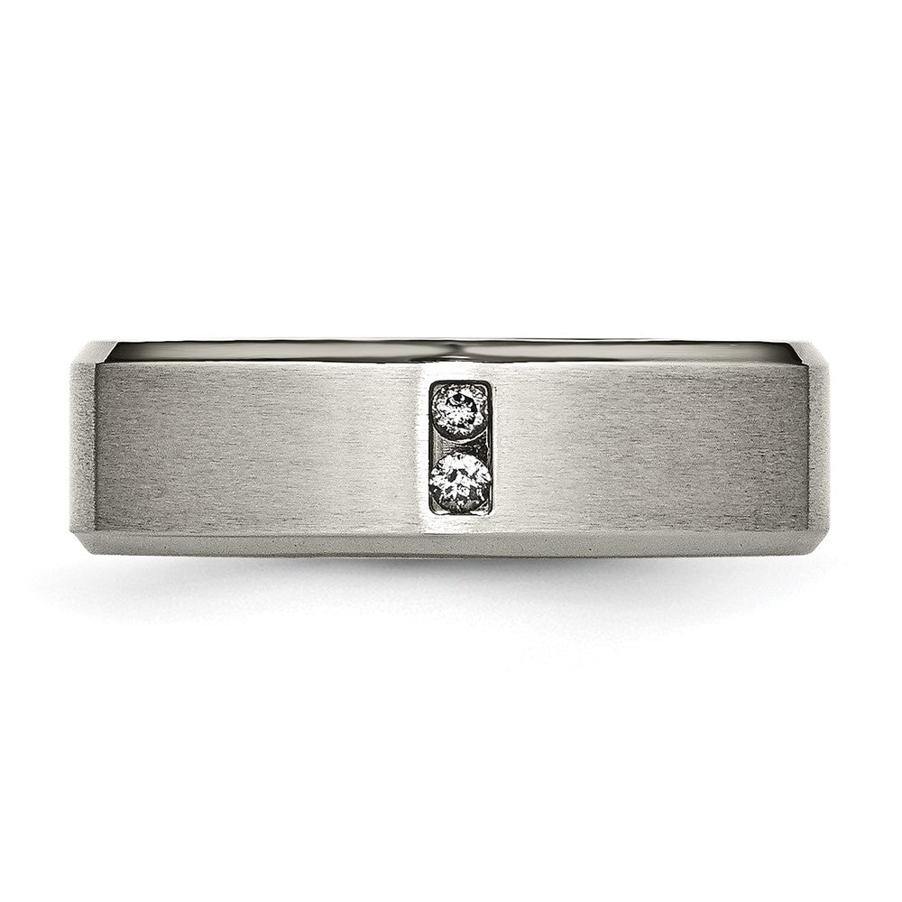 Titanium Brushed Center 1/20ct Diamond 7mm Band Size - 9