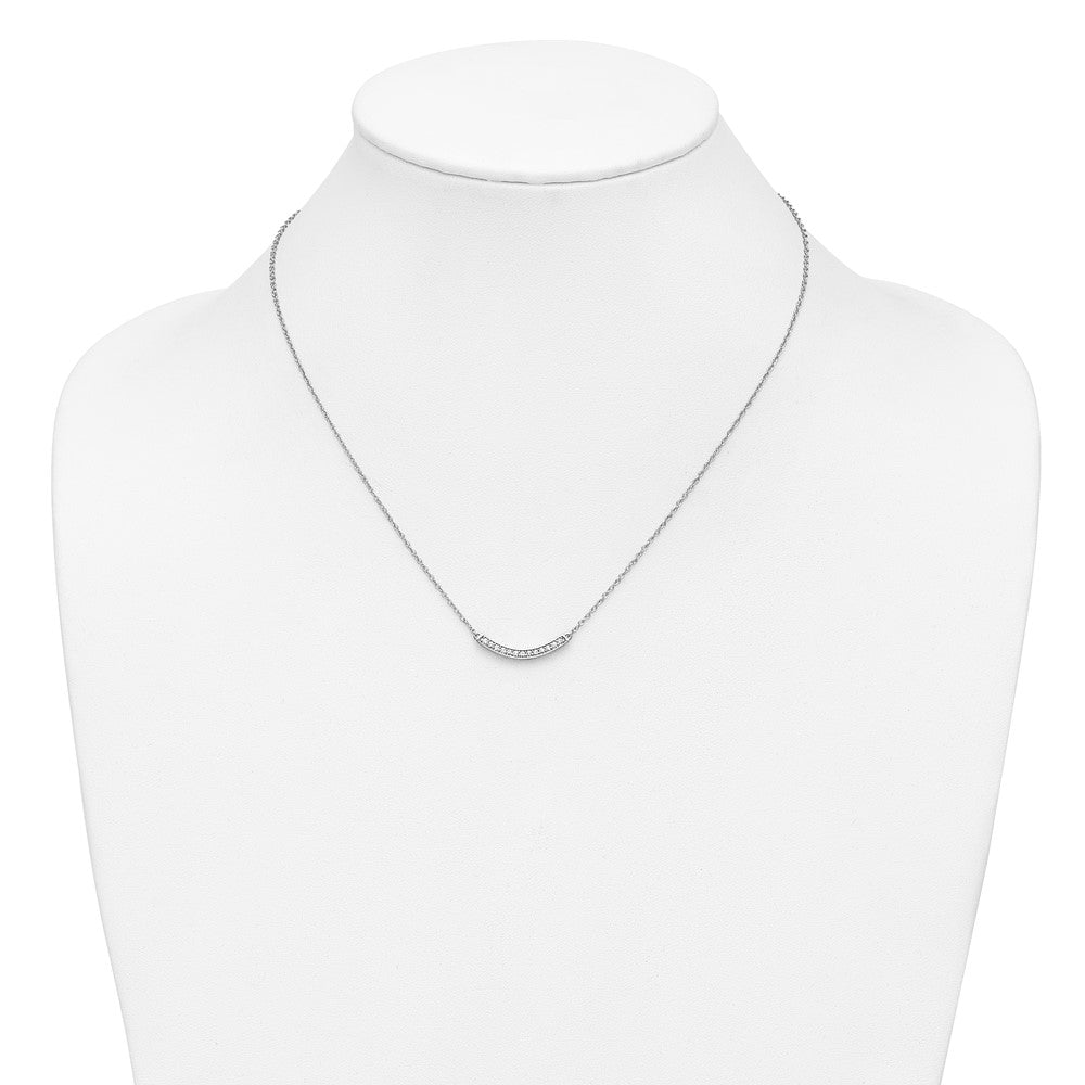 14k White Gold Diamond Curved Bar 18 inch Necklace