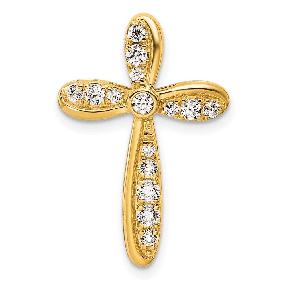 14k 3/8 carat Lab Grown Diamond VS/SI+ G+ Cross Chain Slide Pendant
