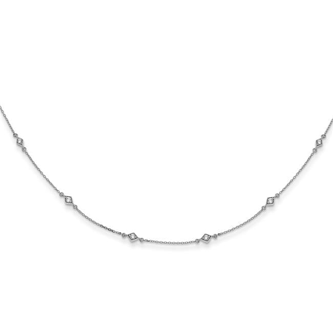 14k White Gold Complete 1/2 carat Diamond 9-Station 18 inch Necklace