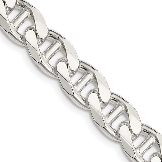 Sterling Silver 9mm D/C Flat Anchor Curb Chain 22 Inches