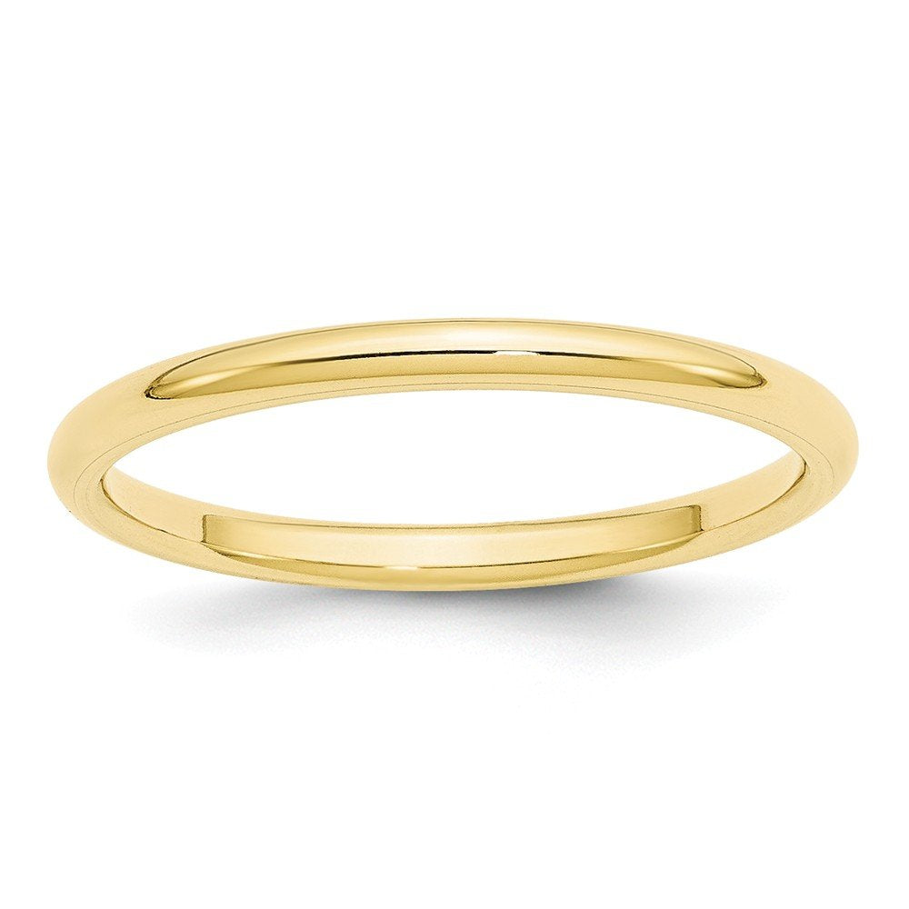 10k Yellow Gold 2mm Standard Weight Comfort Fit Wedding Band Size 10.5