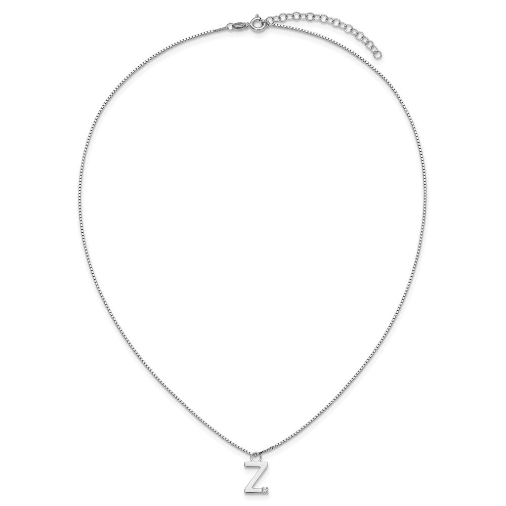 White Ice Sterling Silver Rhodium-plated 18 inch Diamond Letter Z Initial Necklace plus 2 inch Extender 18 Inches