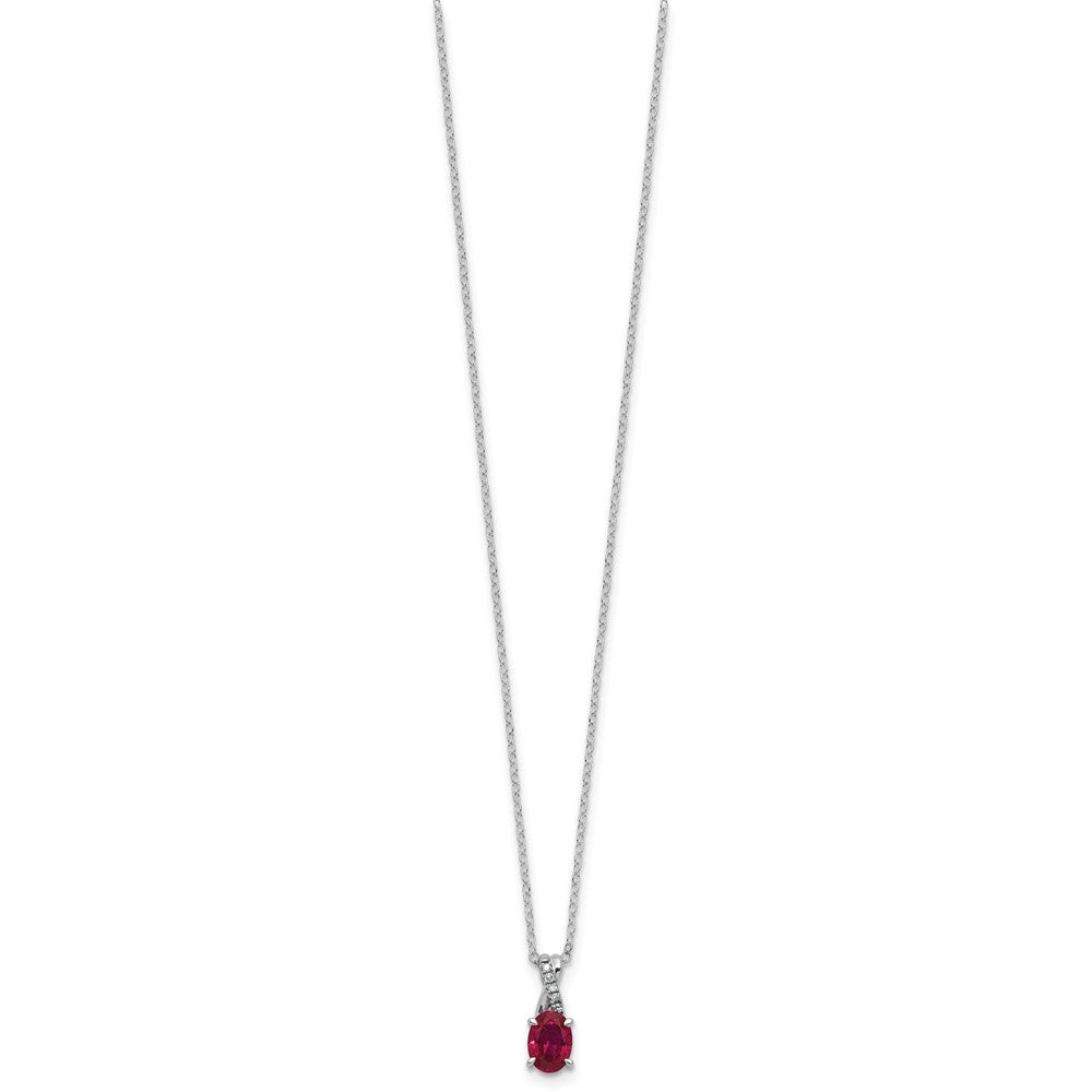 Sterling Silver Cr. Ruby and Diamond Pendant w/Chain