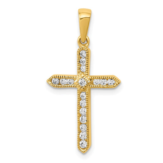 14k 1/4 carat Lab Grown Diamond VS/SI+ G+ Cross Pendant