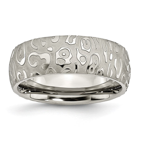 Chisel Titanium Brushed and Polished Textured 8mm Band