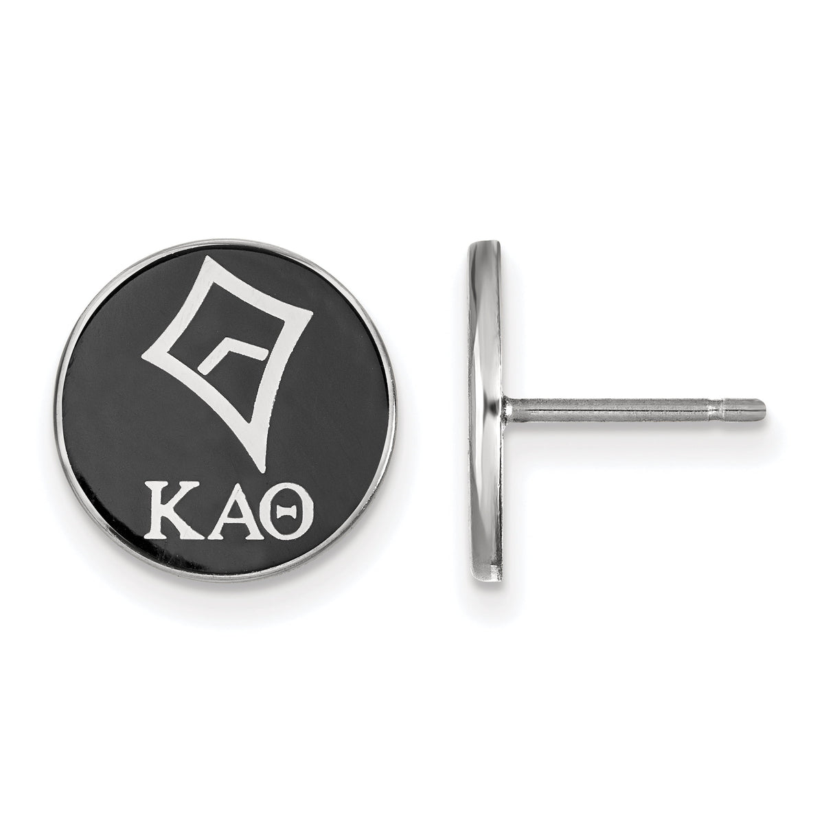 Sterling Silver Rhodium-plated LogoArt Kappa Alpha Theta Sorority Symbol Color Enamel Post Earrings QSS046KAT