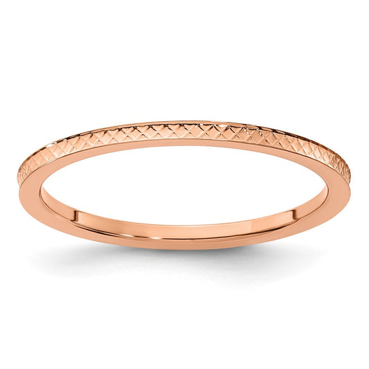 10K Rose Gold 1.2mm Criss-Cross Pattern Stackable Band Size 5
