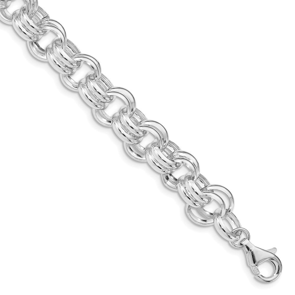 Sterling Silver Polished Double Links Bracelet 8.5 inches