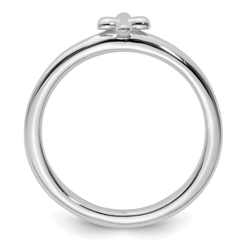 Sterling Silver Stackable Expressions Rhodium-Plated Cross Ring Size -8