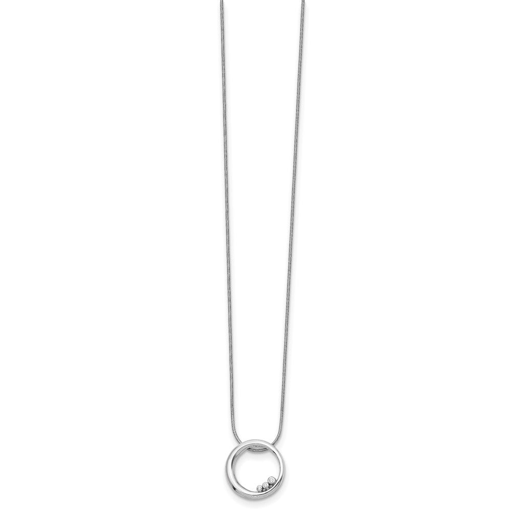 White Ice Sterling Silver Rhodium-plated 18 Inch Diamond Open Circle Necklace with 2 Inch Extender 18 Inches