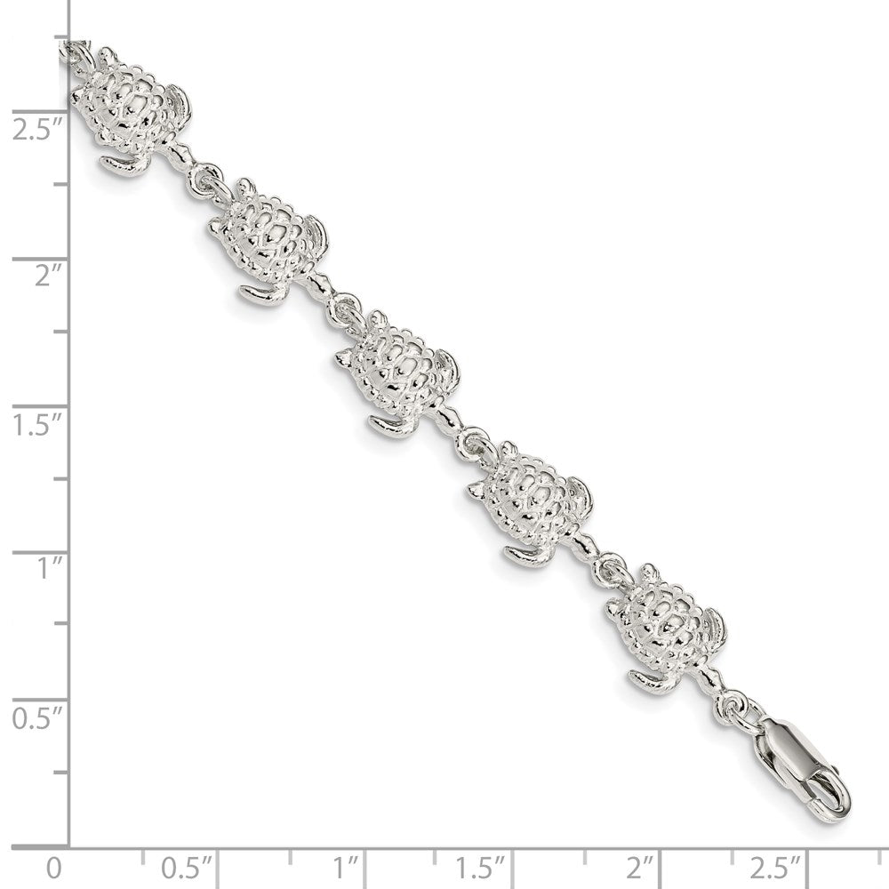 Sterling Silver Sea Turtles Bracelet 7 inches
