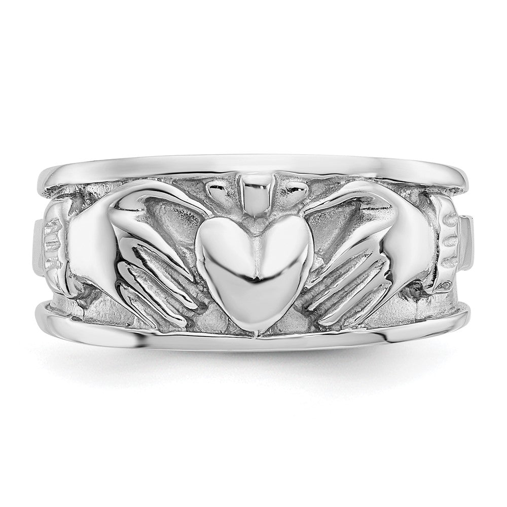 14k White Gold Claddagh Band Size 6