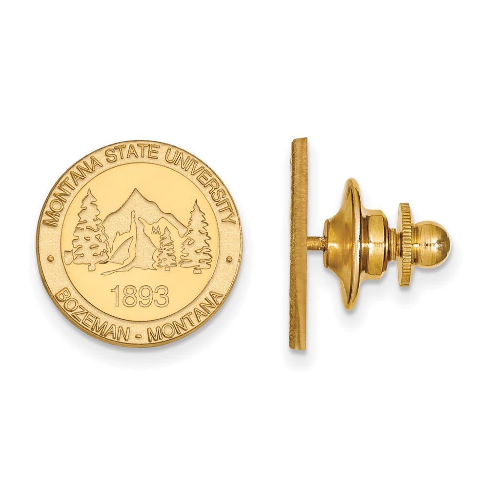 Sterling Silver Gold-plated LogoArt Montana State University Crest Lapel Pin QGP027MTU