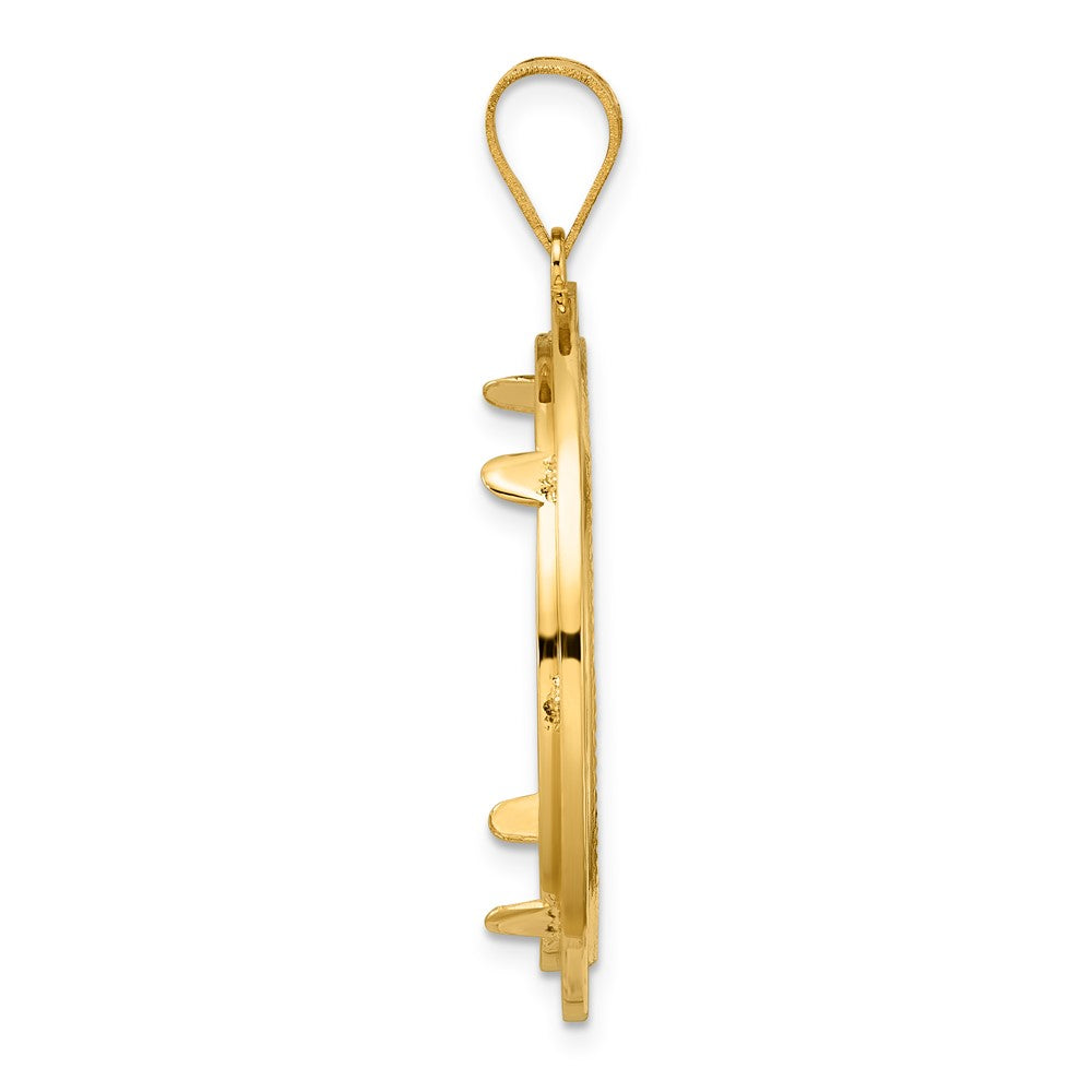 14k Diamond Cut and Black Enamel Greek Key with 27.0mm Prong Coin Bezel Pen
