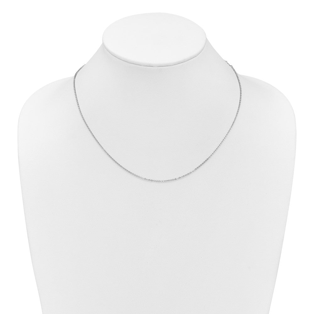 10k White Gold 1.4mm Flat Cable 1in+1in Adjustable Chain