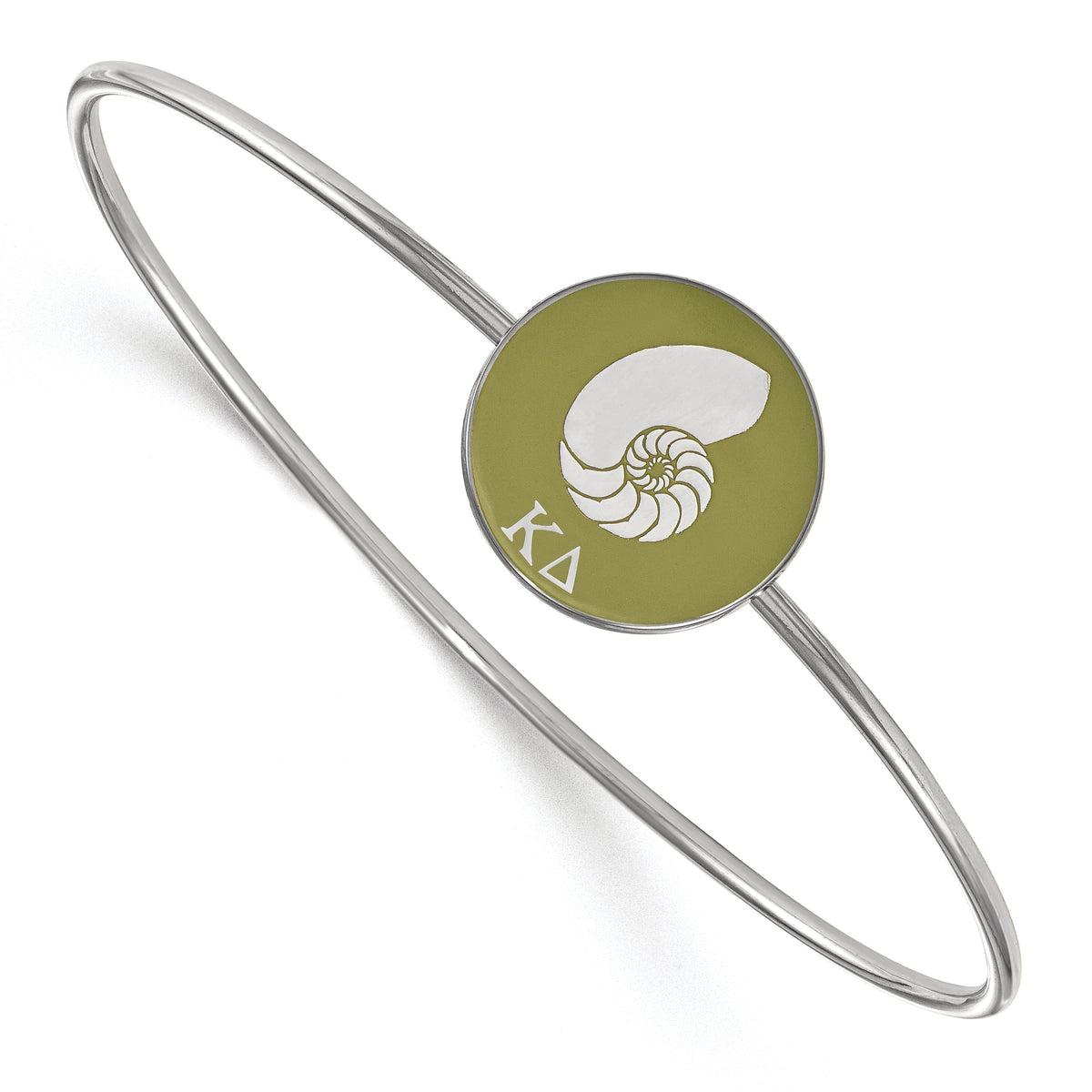LogoArt Sterling Silver Rhodium-plated Kappa Delta Enameled Slip-on Bangle