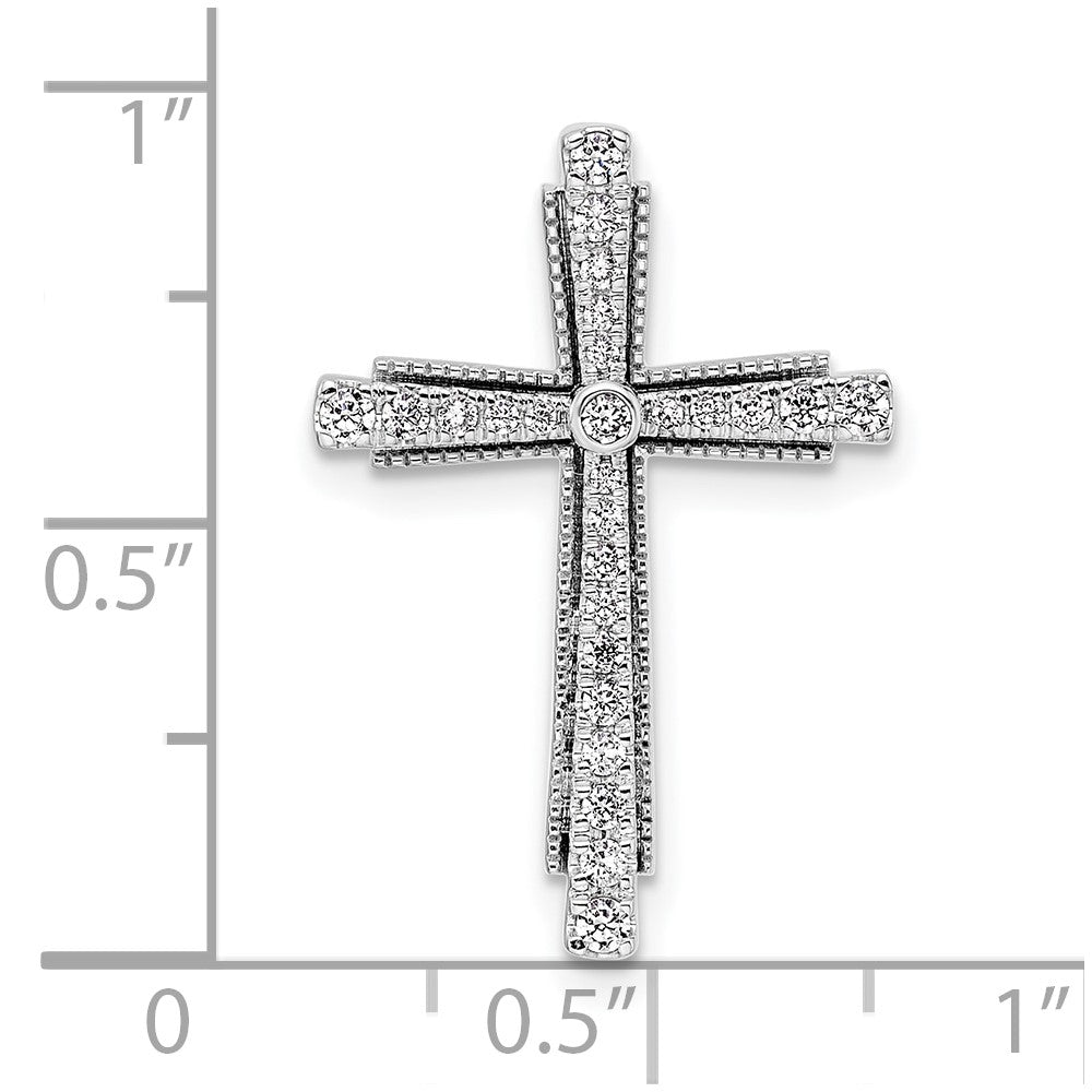 14k White Gold 1/4 carat Lab Grown Diamond VS/SI+ G+ Cross Chain Slide Pendant