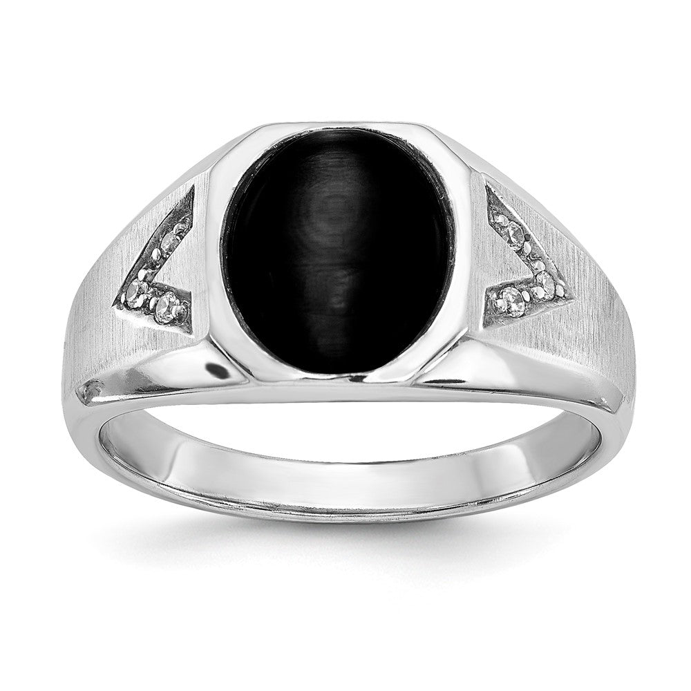 Sterling Silver Onyx & Diamond Ring