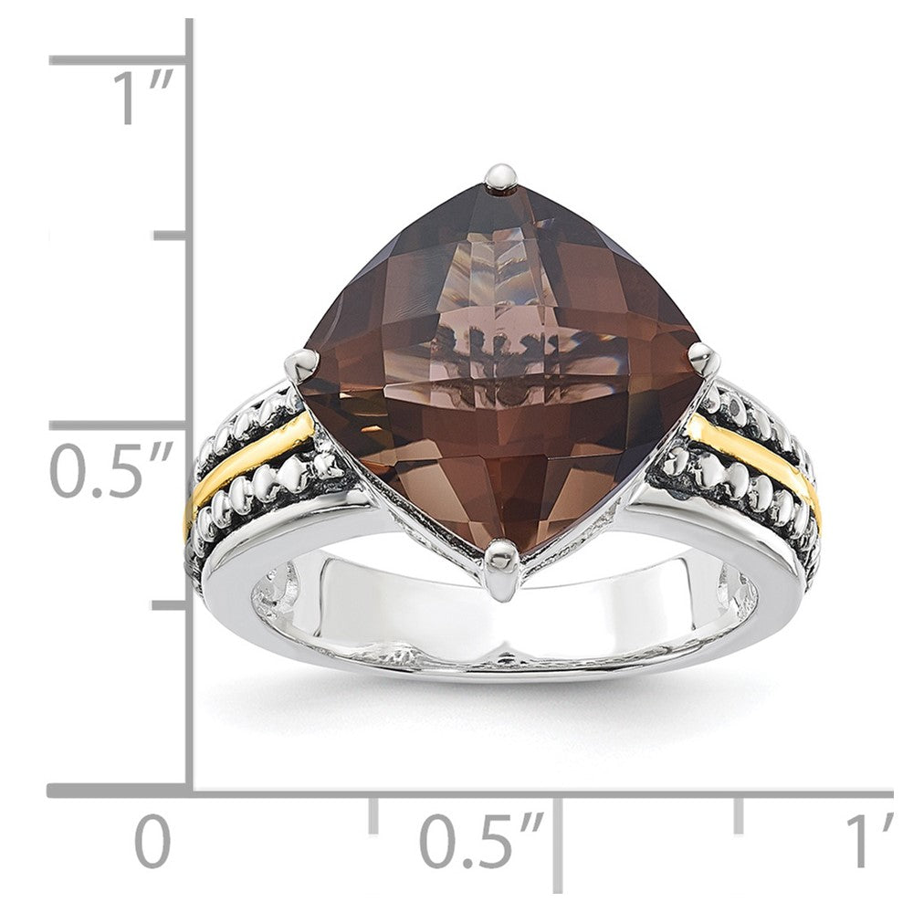 Sterling Silver w/14k Accent Antiqued Smoky Quartz Ring
