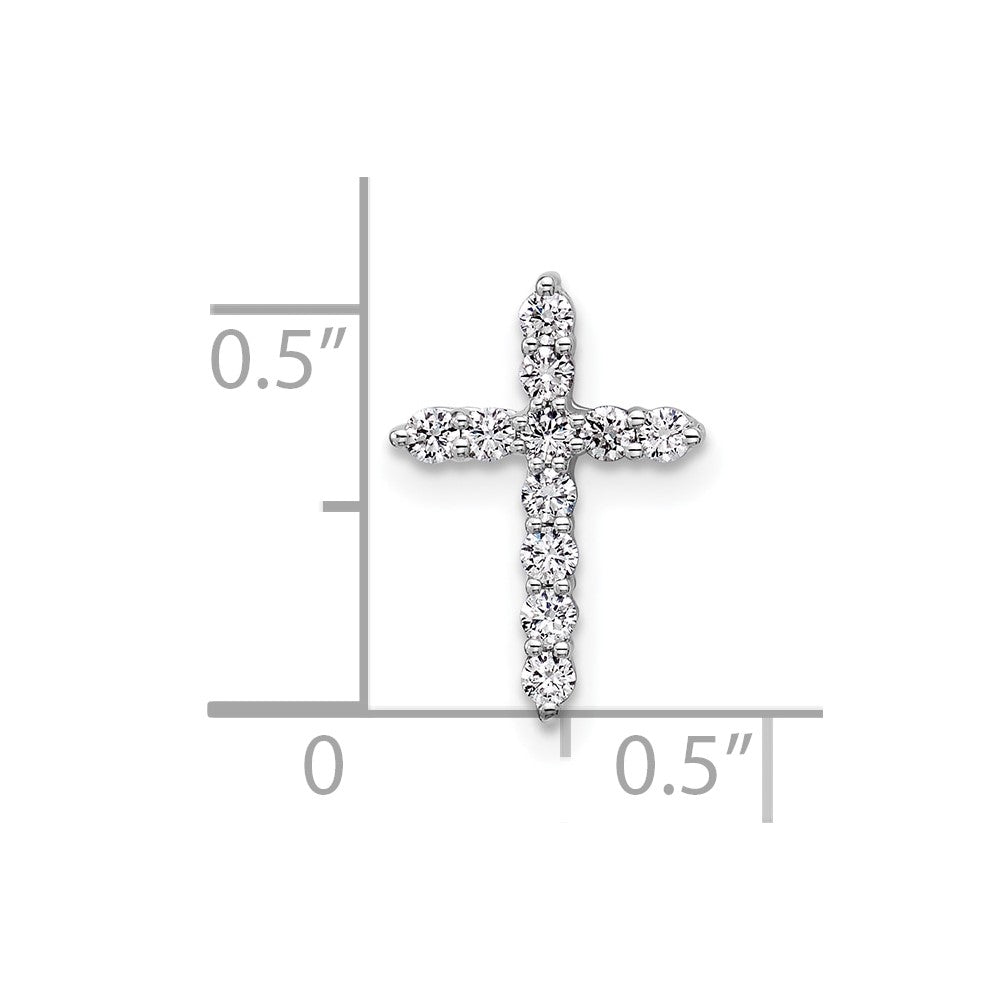 14k White Gold 1/4 carat Lab Grown Diamond VS/SI+ G+ Cross Chain Slide Pendant