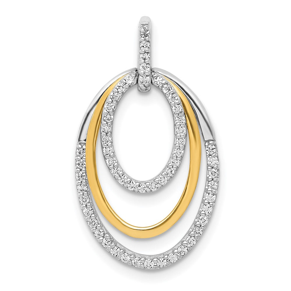 14k Two Tone 1/4 carat Lab Grown Diamond VS/SI+ G+ Complete Triple Oval Dangle Pendant