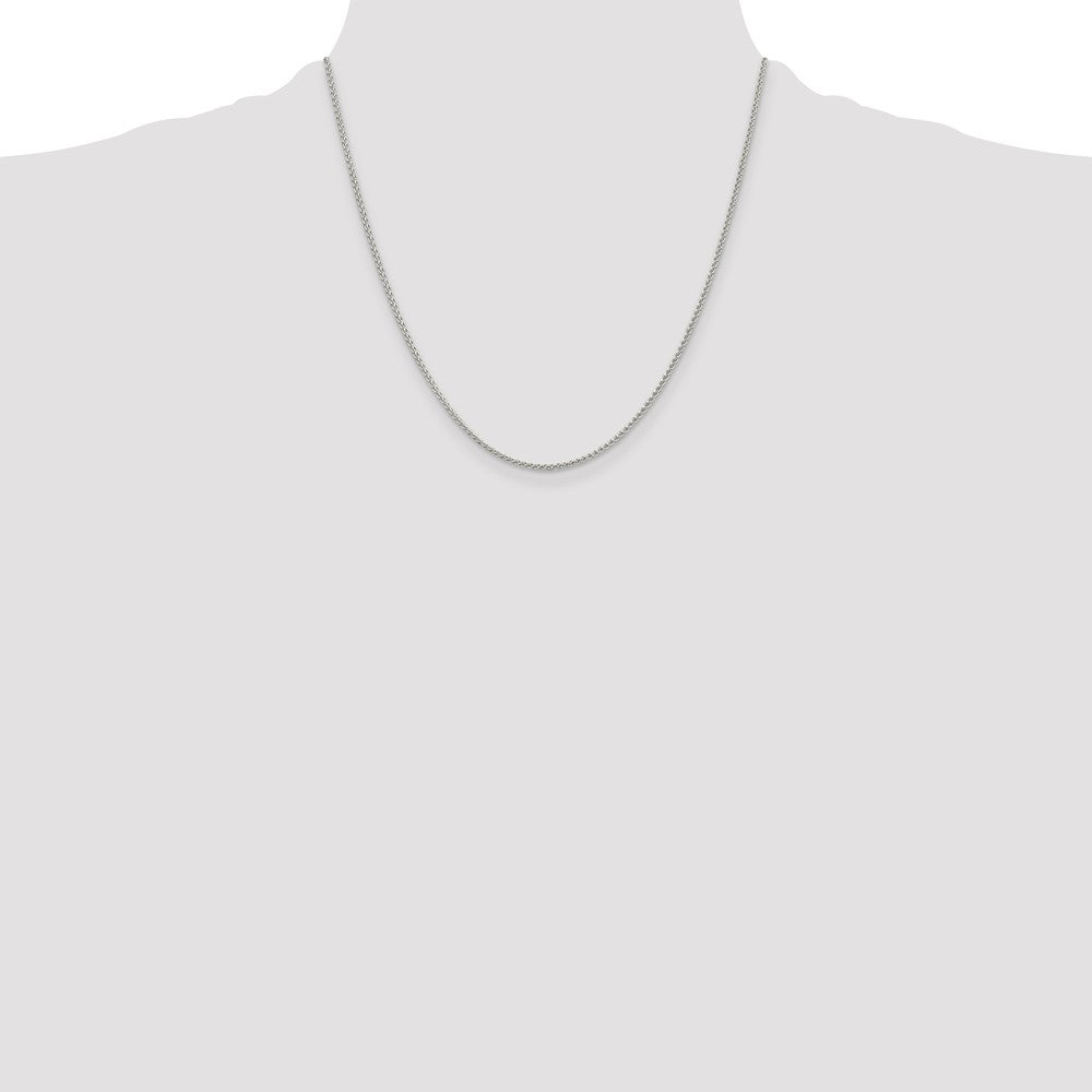 Sterling Silver Rhodium-plated 1.5mm Round Spiga Chain 20 Inches