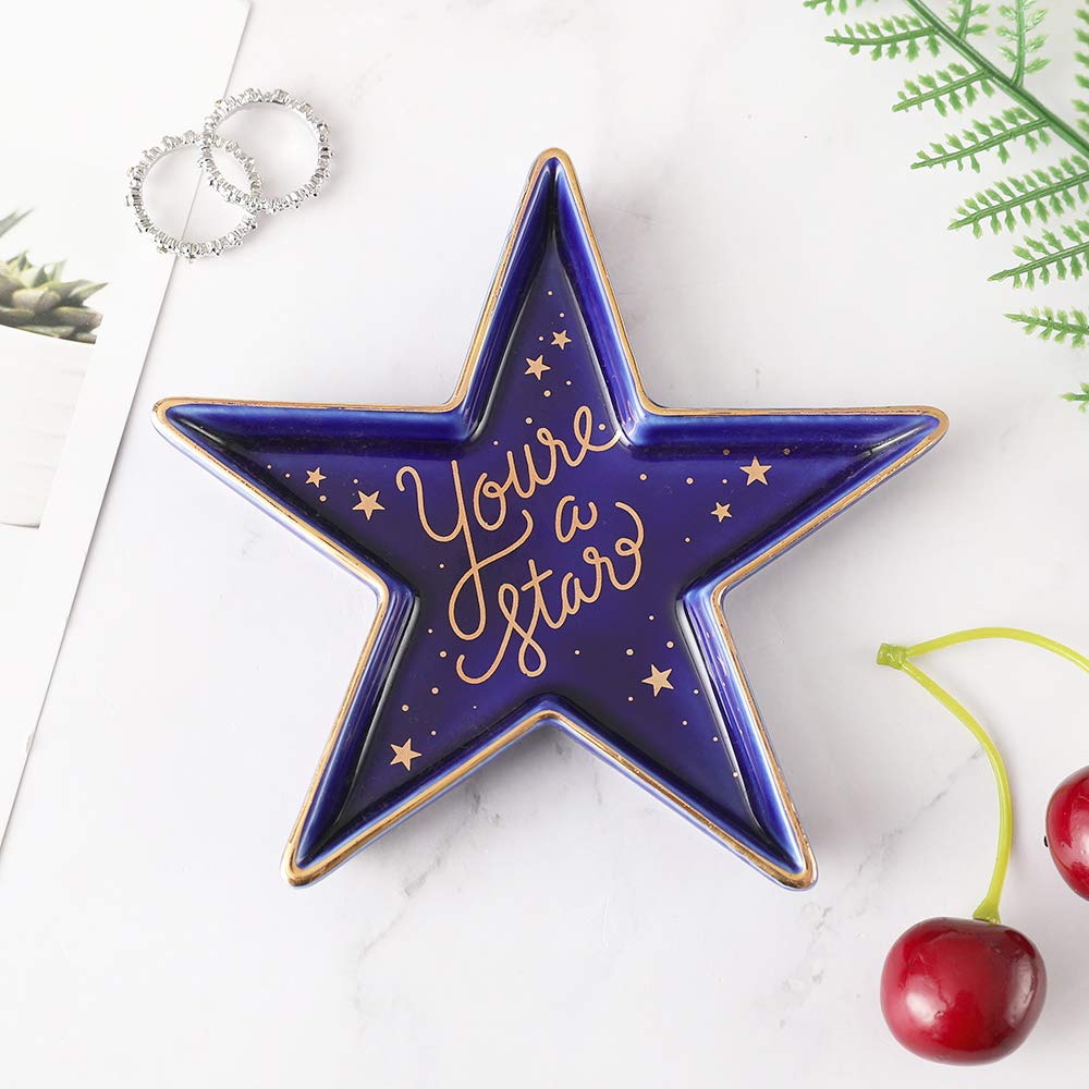 Star-Shaped Ceramic Trinket Plate and Decorative Jewelry Dish