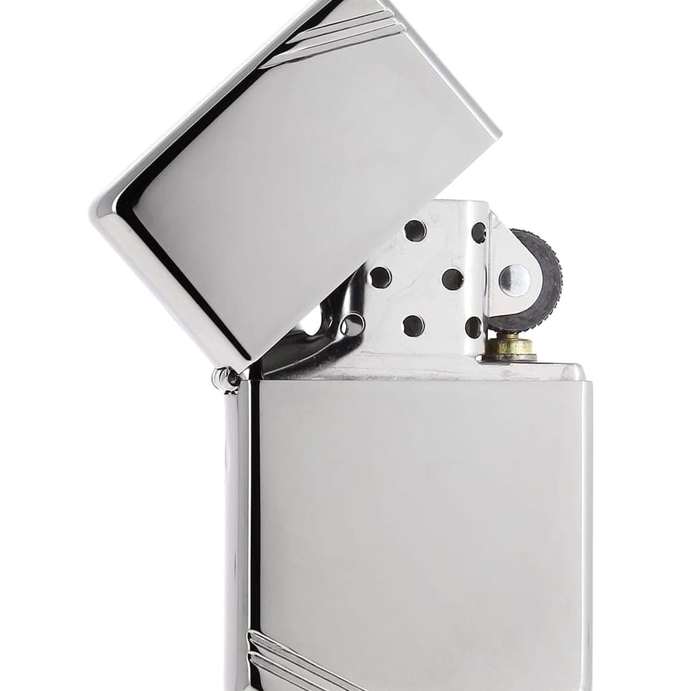 Zippo Vintage High Polish Chrome with Slashes Pocket Lighter