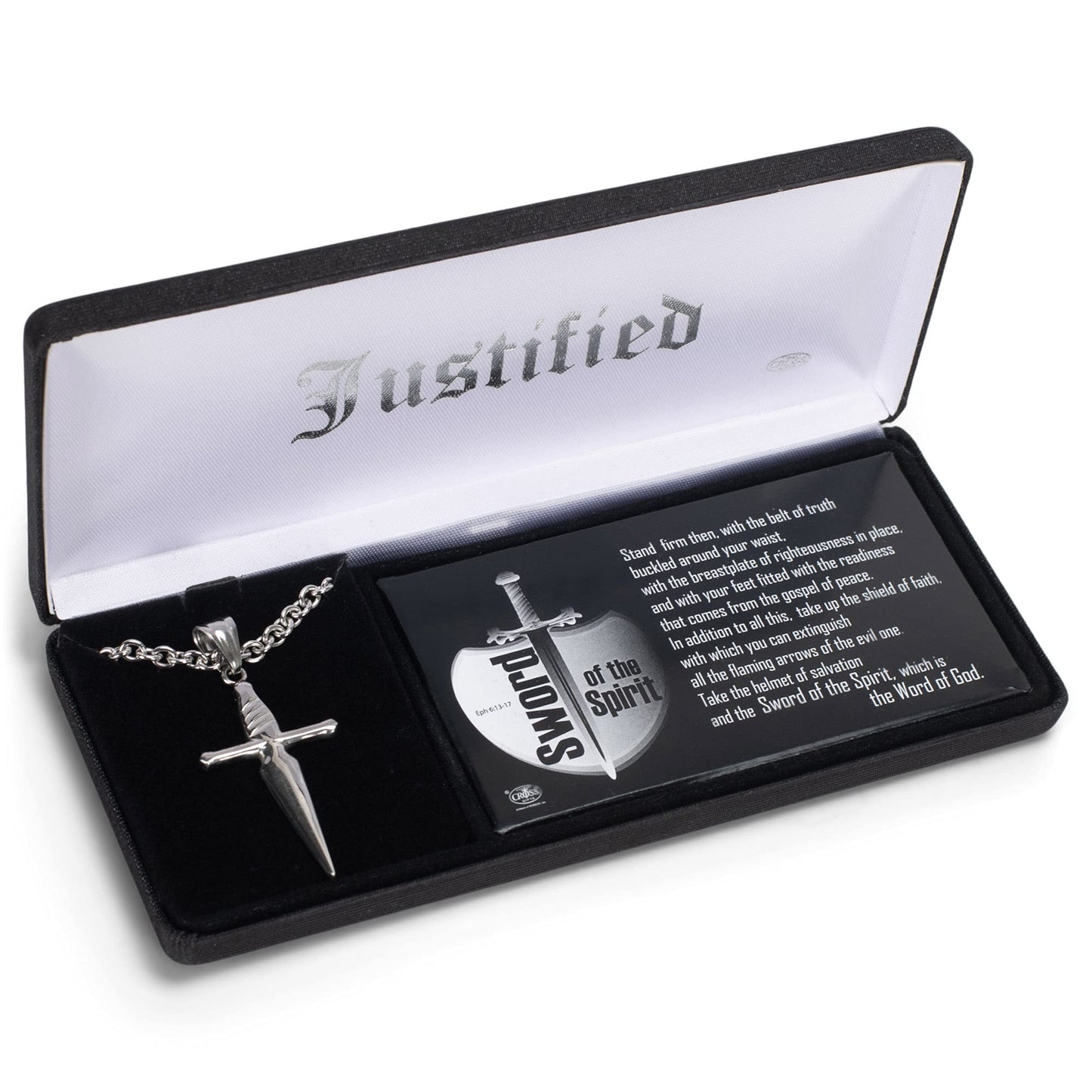 Stainless Steel Sword of the Spirit 18 inch Necklace