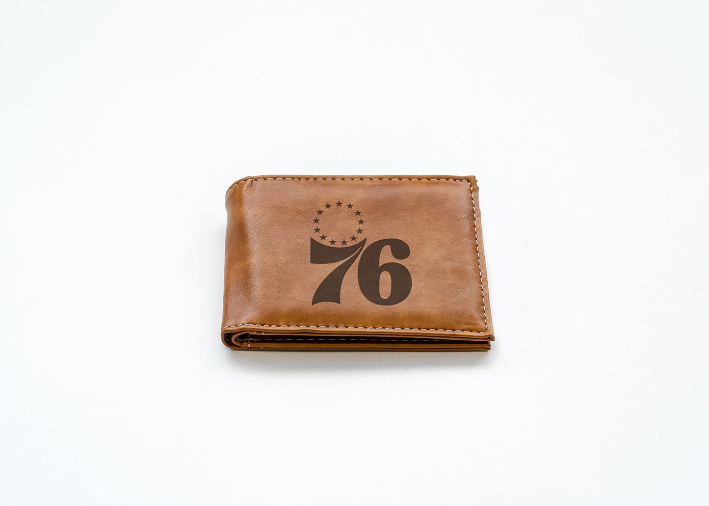Philadelphia Basketball 76'ers Brown Bilfold Wallet with clear ID display, Sixers