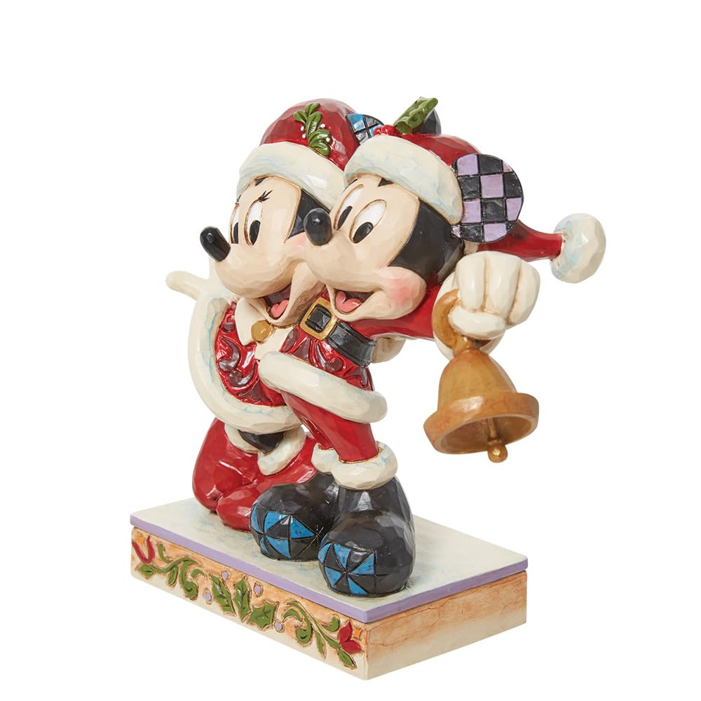 Jim Shore Jingle Bell - One Figurine 5.75 Inch, Resin - Minnie Mickey Mouse Santa Suits 6013058