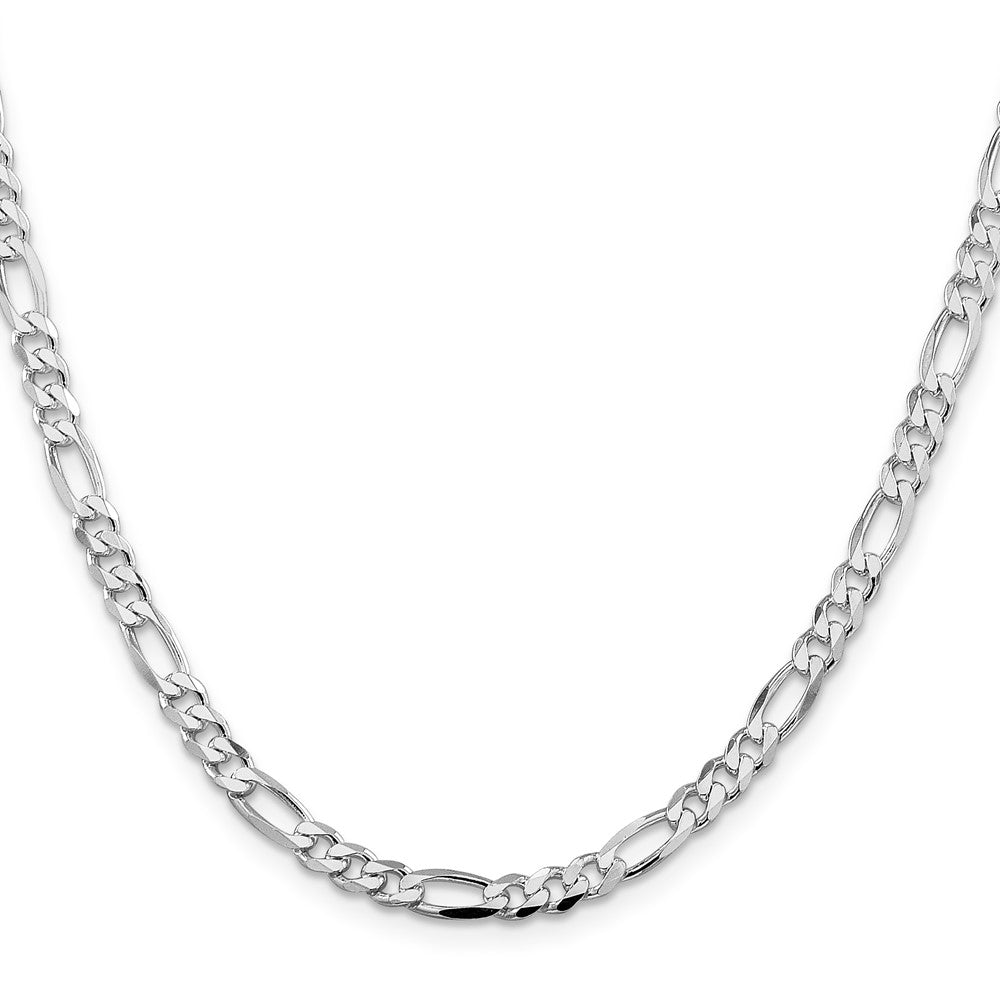 Sterling Silver Rhodium-plated 4.5mm Figaro Chain 24 Inches