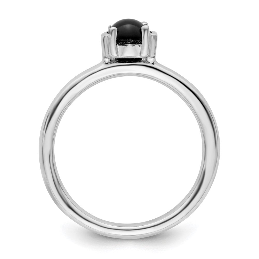 Sterling Silver Stackable Expressions Polished Black Agate Ring Size -8