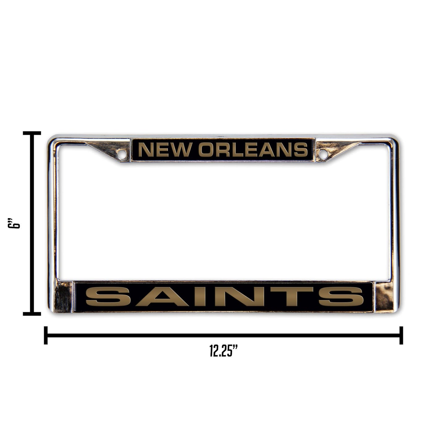 Rico New Orleans Saints Laser Chrome 12 x 6 License Plate Frame