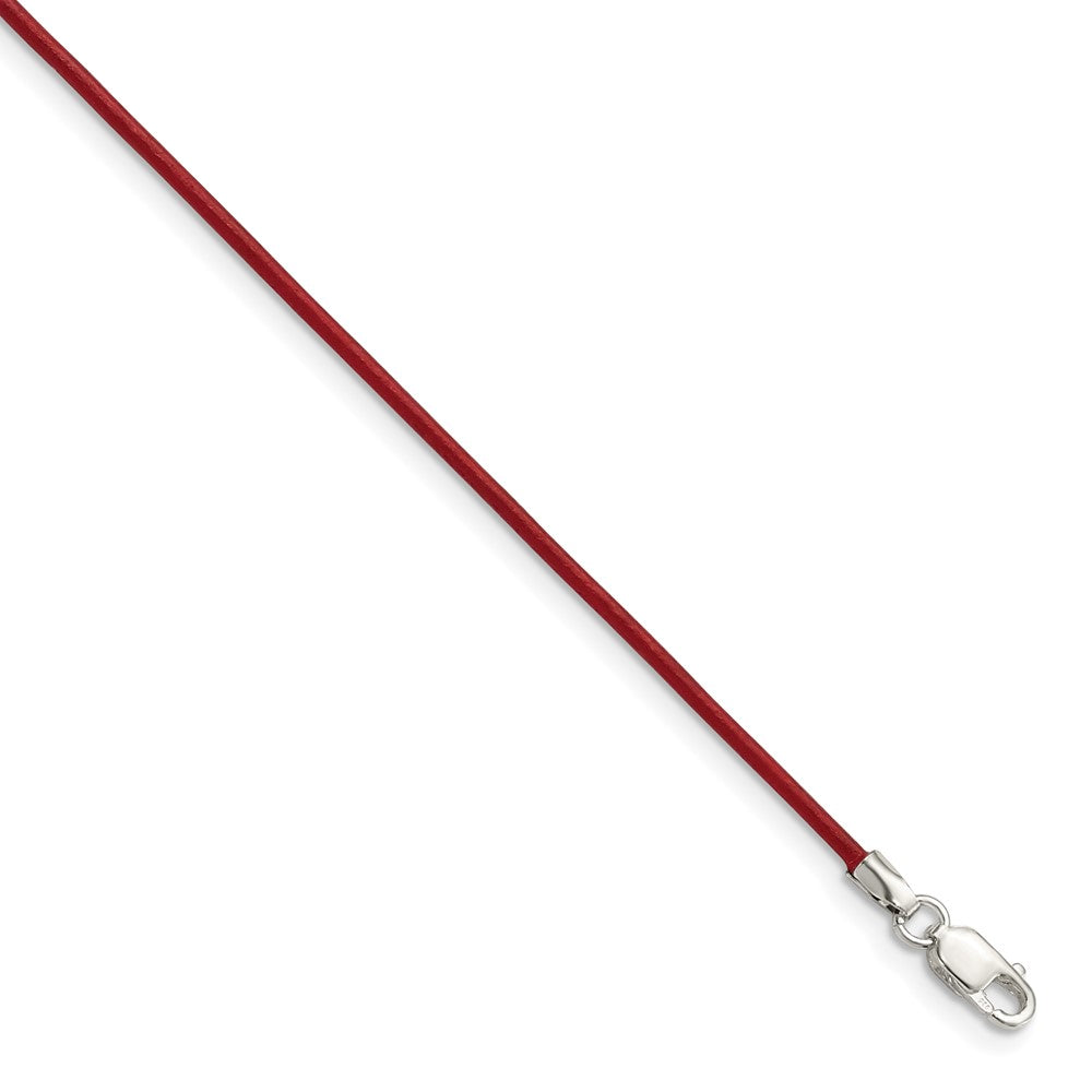Sterling Silver 16inch 1.5mm Poppy Leather Cord Necklace 16 Inches
