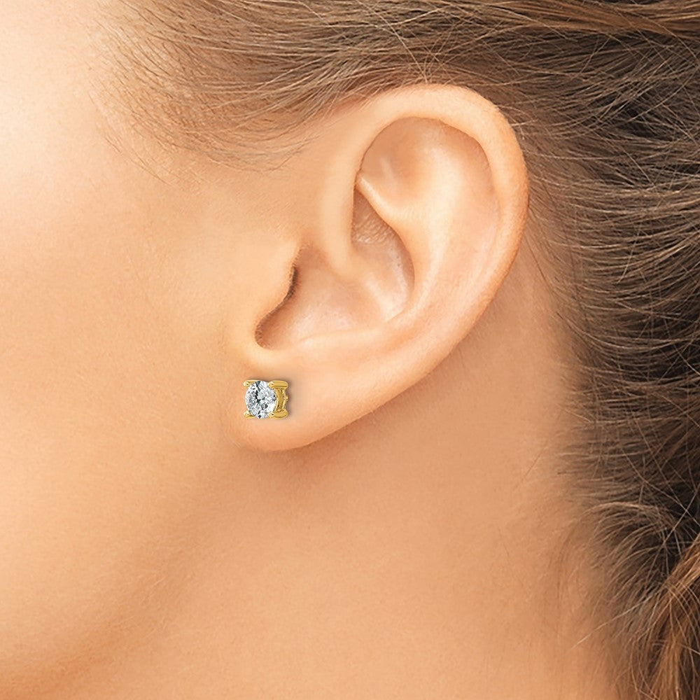 14k Yellow Gold 1 ctw Lab Grown Diamond VS+ F+ Round 4 Prong Heavy Wt. Screwback Stud Earrings
