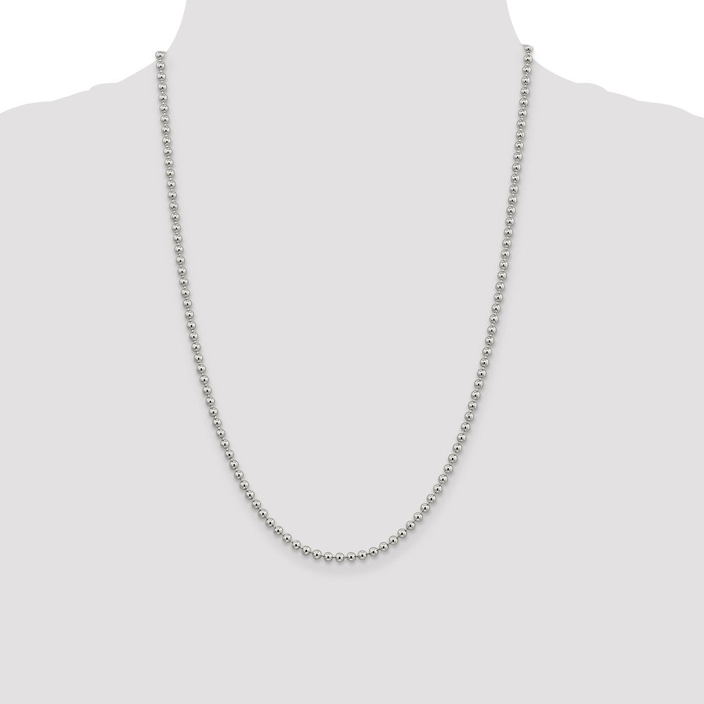 Sterling Silver 3mm Beaded Chain 24 Inches