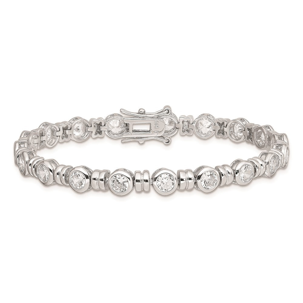 Sterling Silver Rhodium-plated CZ Bracelet 7 inches